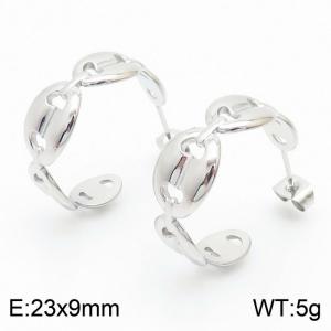 Simple Luxury Twisted Pattern Stainless Steel Earring for Women Color  Silver - KE109389-KFC
