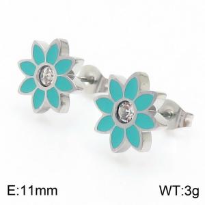 Stainless Steel Dripping glue Flower women's small fresh earrings - KE109410-KLX