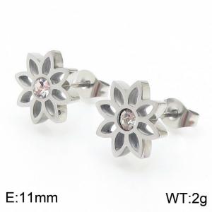 Stainless Steel Cute Flowers Ladies small Fresh earrings - KE109411-KLX