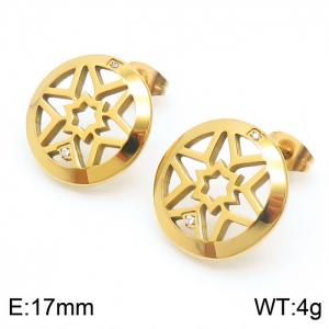 French hollowed out star circular stainless steel earrings for women - KE109414-KPD