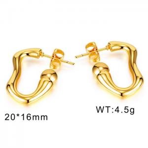 Stainless Steel Simple Irregular C-shaped Opening Fashion Gold Earrings - KE109420-WGTY