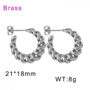Silver Twisted Rope Round Hoop Earrings Silver Hypoallergenic Stainless Steel Earrings For Women - KE109469-WGML
