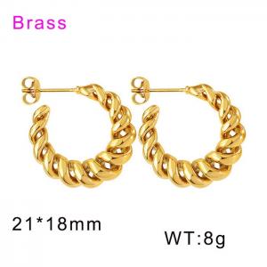 Gold Plated Twisted Rope Round Hoop Earrings Gold Hypoallergenic Stainless Steel Earrings For Women - KE109470-WGML