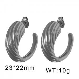 Silver Chunky Open Hoop Earrings Silver Hypoallergenic Thick Stainless Steel Hoop Earrings For Women - KE109473-WGML