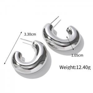 Stainless Steel Women's Simple Irregular C-shaped Open Polished Charming silver Earrings - KE109481-WGJD