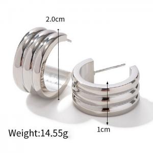 Stainless steel women's fashionable C-shaped opening appearance layered charm gold earrings - KE109483-WGJD