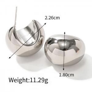 Stainless Steel Women's Fashion Irregular C-shaped Opening Charm Silver Earrings - KE109485-WGJD