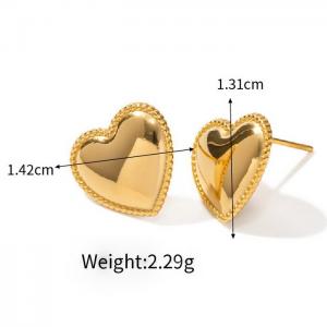 Stainless Steel Women's Simple and Popular Heart Shaped Charm Gold Earrings - KE109492-WGJD