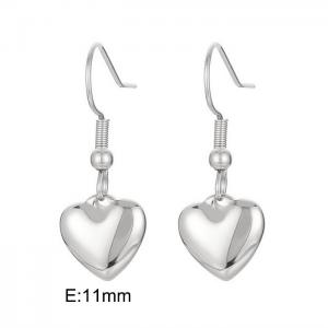 Heart Charm Stainless Steel  Silver Earrings - KE109496-Z