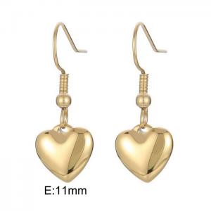 Heart Charm Stainless Steel Gold Plated Earrings - KE109497-Z