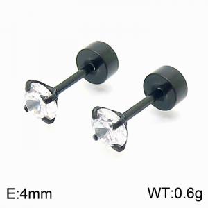 Fashion Jewelry 4mm CZ Crystal Stud Earrings Black Stainless Steel Earrings For Women - KE109505-WGJJ