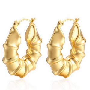 Trendy Jewelry Stainless Steel Huggie Gold Earrings 18K Gold Plated Hollow Hoop Thick Earrings - KE109510-WGMW