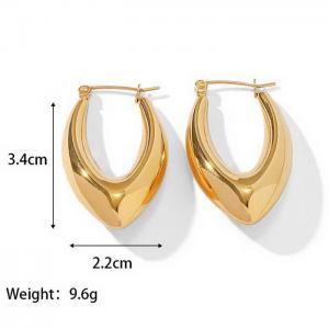 18k Gold Plated Stainless Steel Oval Huggie Earrings Statement Jewelry Earrings - KE109512-WGMW