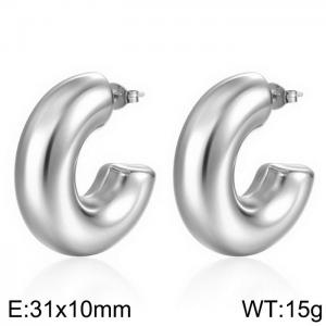 Trendy Round  Stainless Steel Hollow Earrings Oval Geometric Ear Accessories - KE109516-WGMW
