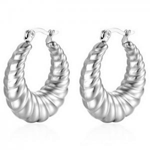 Fashion Stainless Steel Hollow Earrings C-Shape Thick Hoop Earrings - KE109519-WGMW
