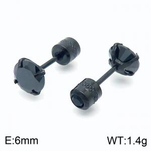 Trendy 6mm Balck Zircon Stud Earrings Stainless Steel Earrings For Women - KE109521-WGJJ