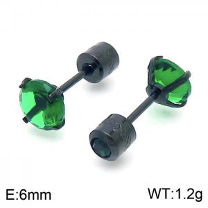 Trendy 6mm Green Zircon Stud Earrings Stainless Steel Earrings For Women - KE109523-WGJJ