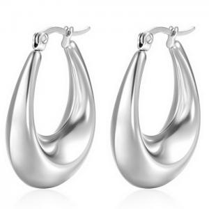 Huggie Girls Hypoallergenic Geometric Stainless Steel Chunky Hoop Earrings - KE109525-WGMW