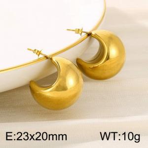 Half-circle Widened Thickened Earrings Stainless Steel 18K Gold Chunky Hoop Open Earrings - KE109528-WGMW