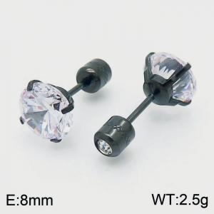 Women Jewelry 8mm Zircon Crystal Stud Earrings Black Stainless Steel Earrings - KE109529-WGJJ