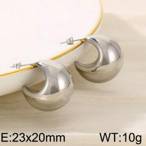 Half-circle Widened Thickened Earrings Stainless Steel Chunky Hoop Open Earrings - KE109529-WGMW