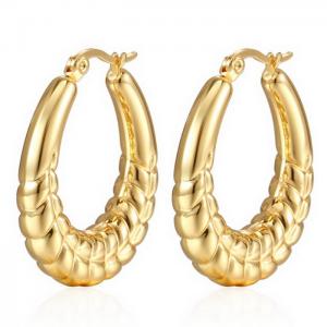 Bridal Engagement Wedding Earring 18k Gold-Plated Stainless Steel Hoop Earrings - KE109530-WGMW