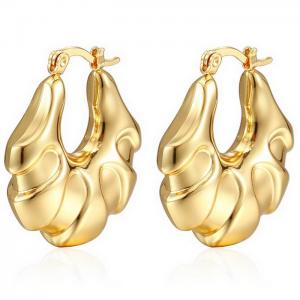 Creative Irregular Hollow Earring 18k Gold-Plated Stainless Steel Chunky Hoop Earrings - KE109532-WGMW