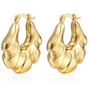 Creative Irregular Hollow Earring 18k Gold-Plated Stainless Steel Chunky Hoop Earrings - KE109532-WGMW