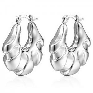 Creative Irregular Hollow Earring Stainless Steel Chunky Hoop Earrings - KE109533-WGMW
