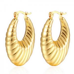 Luxury 18k Gold-Plated Stainless Steel Irregular Hollow Earring Chunky Hoop Earrings - KE109534-WGMW
