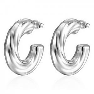 Fashion CC Shape Earrings Stainless Steel Twist Hollow Hoop Earrings - KE109537-WGMW