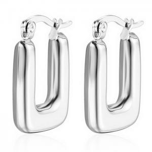 Rectangle U Shape Hoop Earrings Stainless Steel Hollow Earrings - KE109539-WGMW