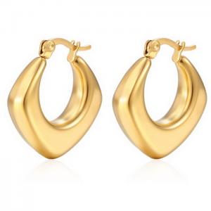 Vintage Irregular Stainless Steel 18k Gold Plated Hoop Croissant C Shaped Earrings - KE109544-WGMW