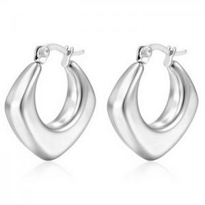 Vintage Irregular Stainless Steel Hoop Croissant C Shaped Earrings - KE109545-WGMW