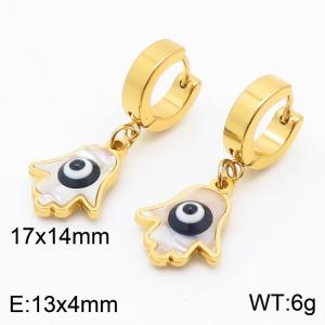 Women Gold-Plated Stainless Steel Earrings with Abstract Shape Black Eyes Charms - KE109578-HF