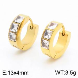 13*4mm small design small square diamond ear buckle titanium steel inlaid diamond men's and women's ear rings - KE109637-XY