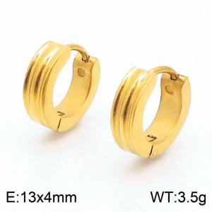 13 * 4mm curved stripe ear buckle, stainless steel male and female earring - KE109641-XY