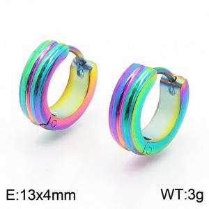 13 * 4mm curved stripe ear buckle, stainless steel male and female earring - KE109643-XY