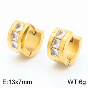 13*7mm small design small square diamond ear buckle titanium steel inlaid diamond men's and women's ear rings - KE109655-XY
