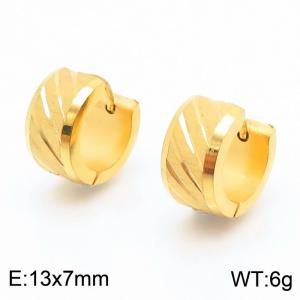 13 *7mm trendy stainless steel earrings with sanded geometric stripes for men and women - KE109658-XY