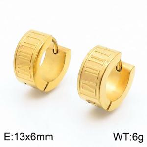 13 * 6mm small design ear buckle stainless steel Roman numerals earrings for men and women - KE109660-XY