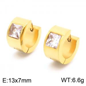 13*7mm small design small square diamond ear buckle titanium steel inlaid diamond men's and women's ear rings - KE109666-XY