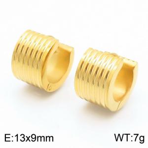 13 * 9mm curved stripe ear buckle, stainless steel male and female earring - KE109669-XY