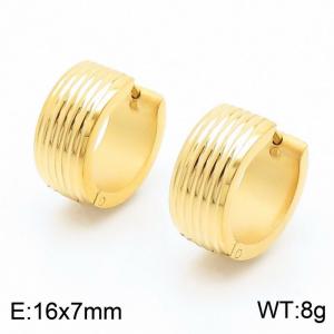 16*7mm curved stripe ear buckle, stainless steel male and female earring - KE109671-XY