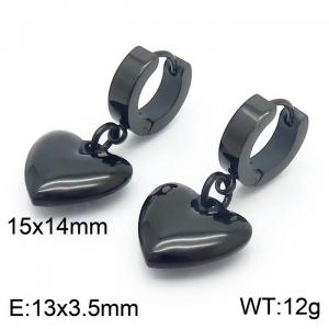 Korean version titanium stainless steel peach heart pendant flat ear buckle - KE109721-Z