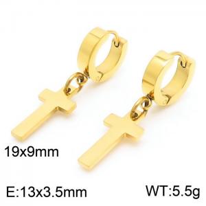 Korean version titanium steel stainless steel cross pendant flat ear buckle - KE109733-Z