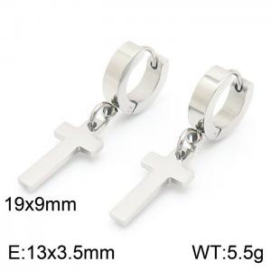 Korean version titanium steel stainless steel cross pendant flat ear buckle - KE109734-Z