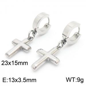Korean version titanium steel stainless steel cross pendant flat ear buckle - KE109736-Z