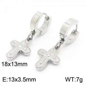 Korean version titanium steel stainless steel cross pendant flat ear buckle - KE109737-Z