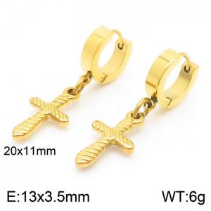 Korean version titanium steel stainless steel cross pendant flat ear buckle - KE109740-Z